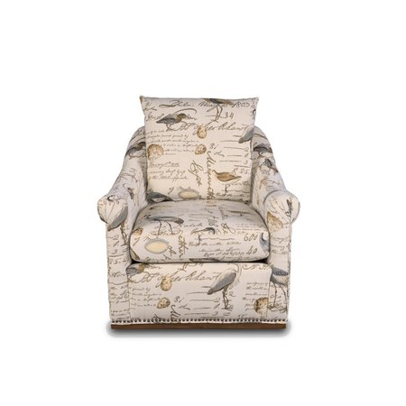 SUNSET TRADING Birdscript Swivel Chair - Low Back &amp; Rolled Arms Nailhead Trim SU-1593-93-854825